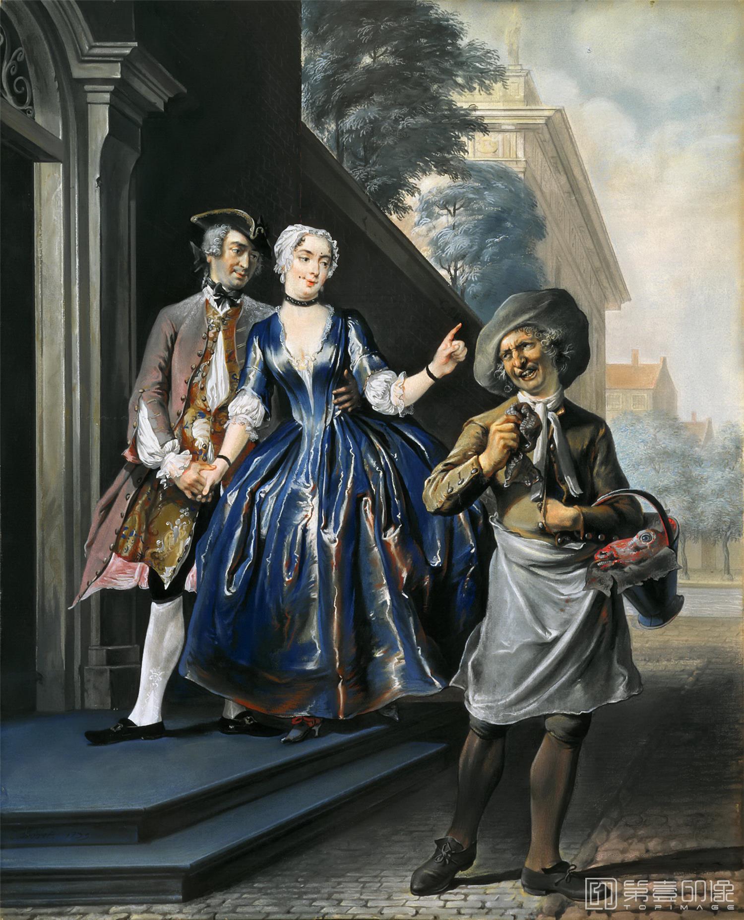 油画-荷兰莫瑞斯泰皇家美术馆Cornelis Troost - Pefroen and the Sheep’s Head-132